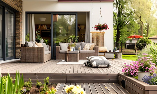 Sliding glass doors onto patio