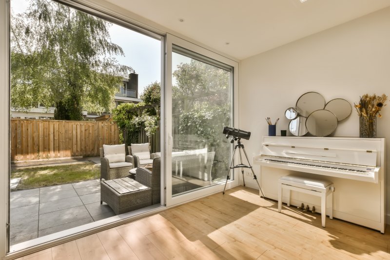 home with sliding patio door